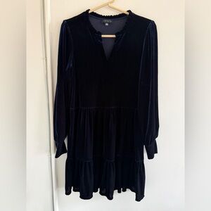 1.State Navy Size Small Velvet Knee Length Long Sleeve Dress